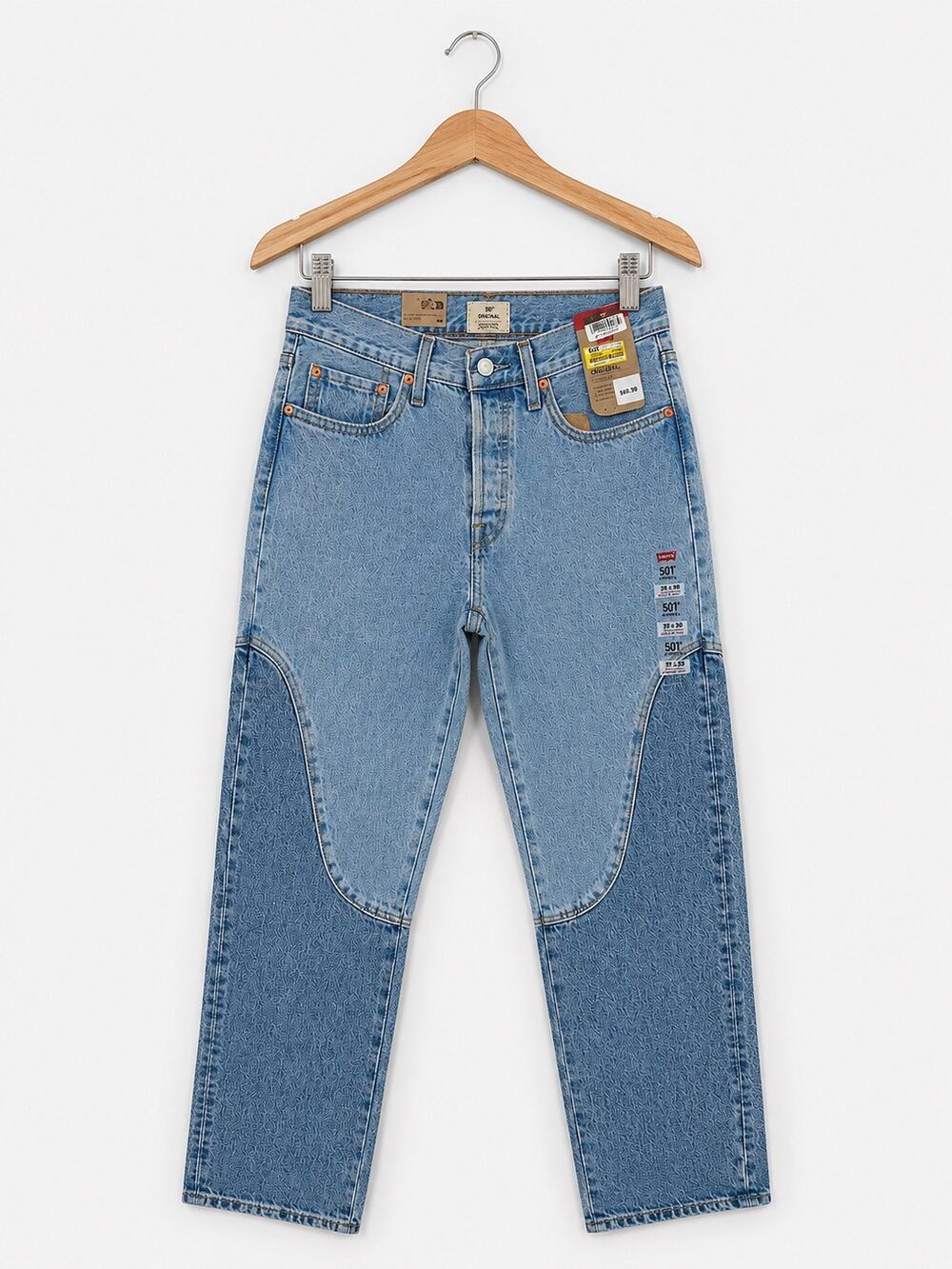 Levis 501 Original Chaps Jeans Women's 27 Two Tone Blue Western Straight